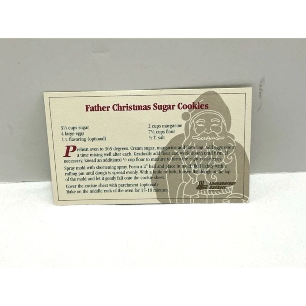 Longaberger Pottery Cookie Mold Father Christmas 1990 Original Box Recipe‎